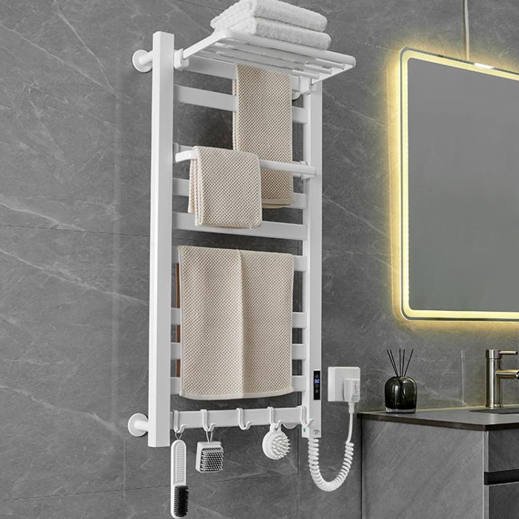 Sèche-serviettes électrique chauffant intelligent à écran tactile pour salle de bain, Platine Grande Droit, Platine Grande Gauche, Blanc Grande Droit, Blanc Grande Gauche, Noir Grande Droit, Noir Grande Gauche