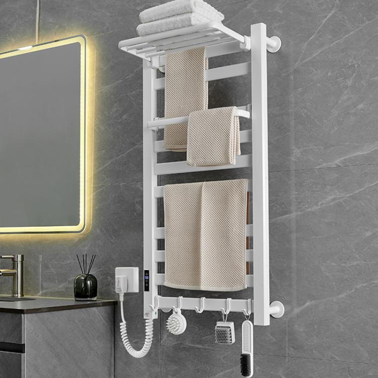 Sèche-serviettes électrique chauffant intelligent à écran tactile pour salle de bain, Platine Grande Droit, Platine Grande Gauche, Blanc Grande Droit, Blanc Grande Gauche, Noir Grande Droit, Noir Grande Gauche