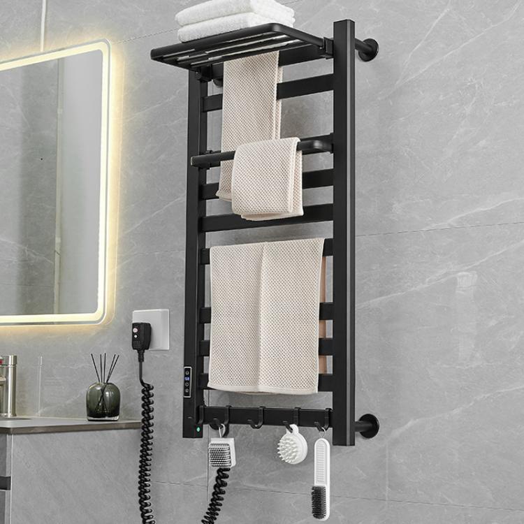 Sèche-serviettes électrique chauffant intelligent à écran tactile pour salle de bain, Platine Grande Droit, Platine Grande Gauche, Blanc Grande Droit, Blanc Grande Gauche, Noir Grande Droit, Noir Grande Gauche