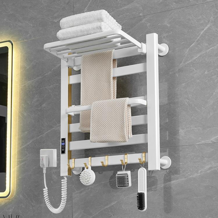 Sèche-serviettes électrique chauffant intelligent à écran tactile pour salle de bain, Platine Grande Droit, Platine Grande Gauche, Blanc Grande Droit, Blanc Grande Gauche, Noir Grande Droit, Noir Grande Gauche