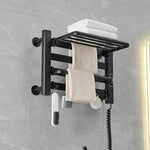 Séchoir à serviettes électrique chauffant avec écran tactile intelligent, pour salle de bain, petit, noir, câblage à droite ; petit, noir, câblage à gauche