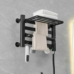 Séchoir à serviettes électrique chauffant avec écran tactile intelligent, pour salle de bain, petit, noir, câblage à droite ; petit, noir, câblage à gauche