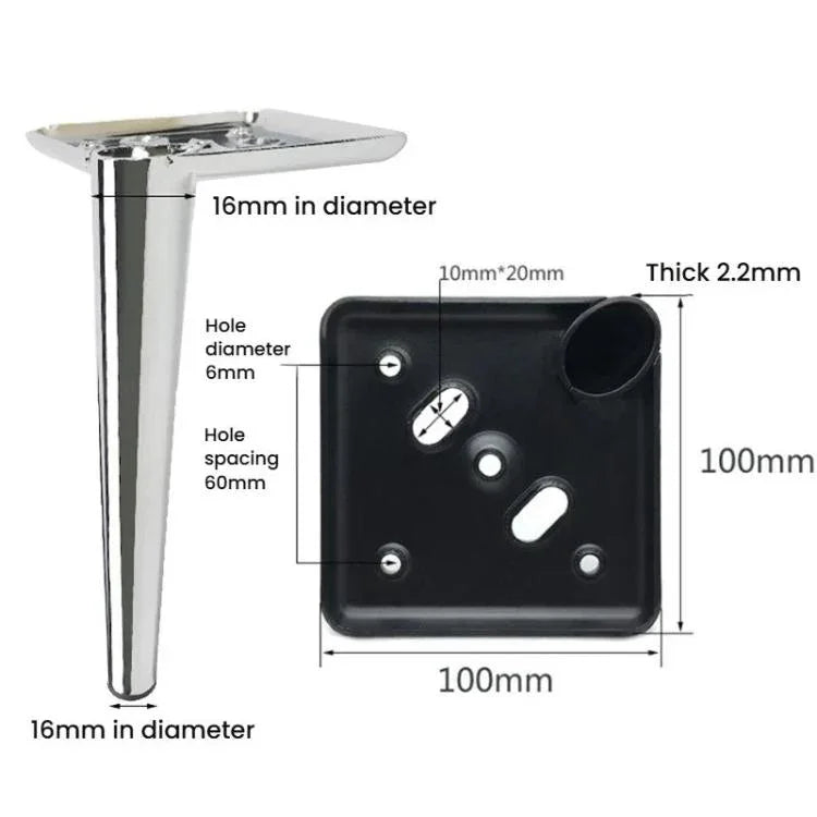 Pieds de table de chevet pour canapé Supports pour meuble TV Pieds métalliques pour table basse, 13cm, 15cm, 17cm