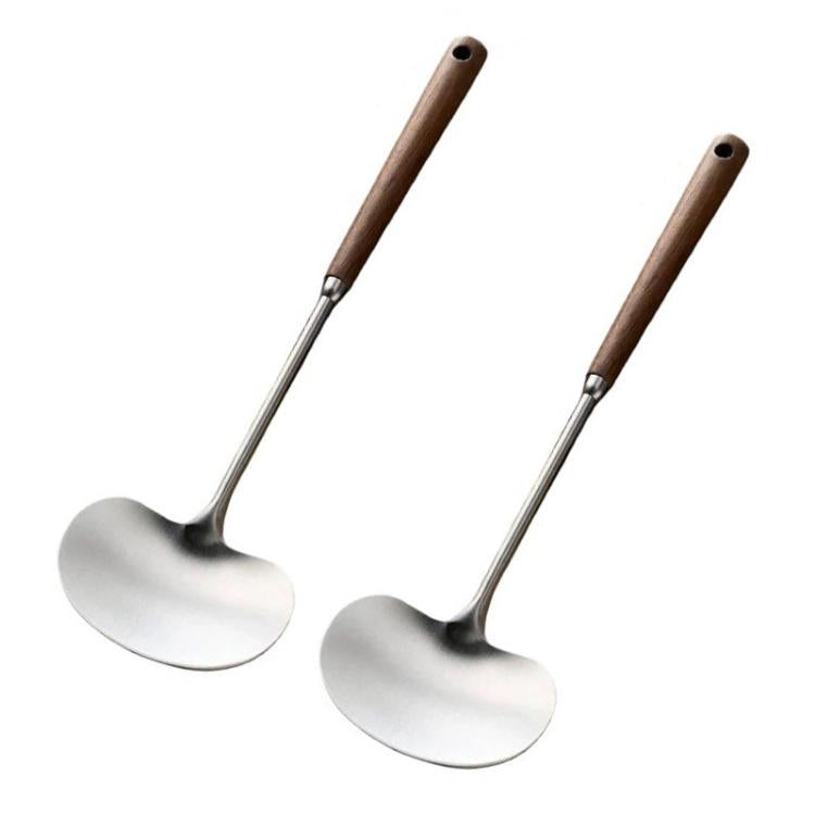2 pièces Cuillère et louche à long manche en bois massif Pelle de cuisine domestique, Petit