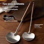 2 pièces Cuillère et louche à long manche en bois massif Pelle de cuisine domestique, Petit