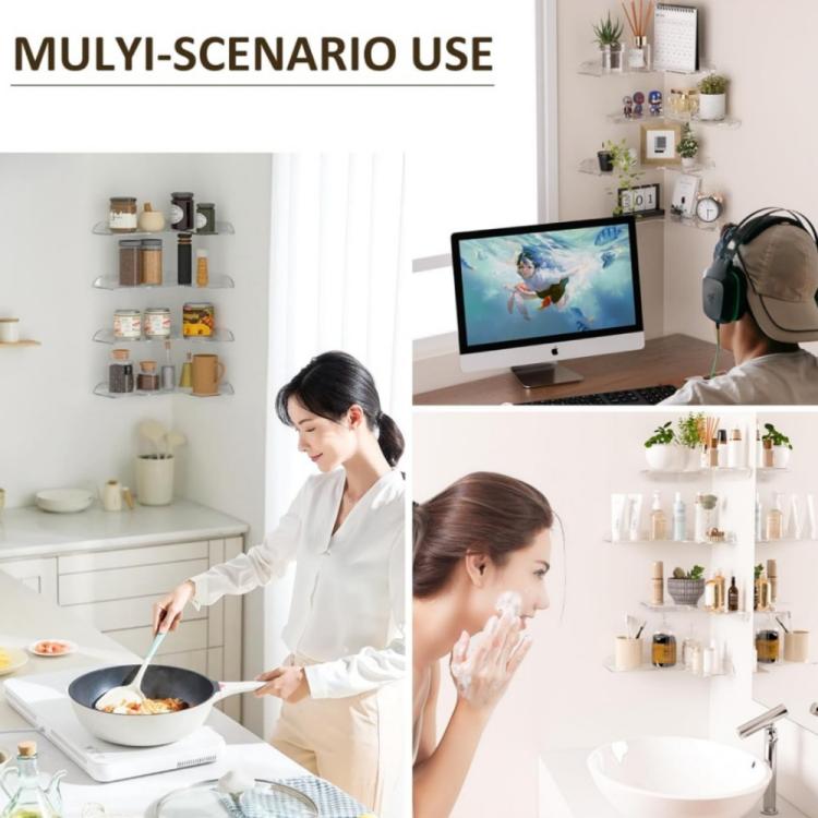 Étagère d'angle murale en acrylique pour salle de bain, cuisine et bureau, simple, double