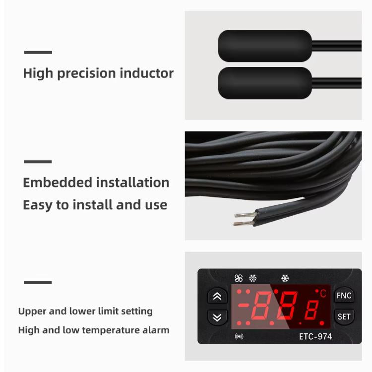Régulateur de température numérique intégré ETC-974 avec fonctions de refroidissement, de dégivrage et de ventilation, ETC-974 220V, ETC-974 110V