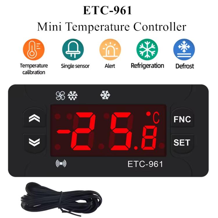 Régulateur de température 220V ETC-961 avec fonctions d'étalonnage d'alarme de dégivrage et de réfrigération, ETC-961 220V