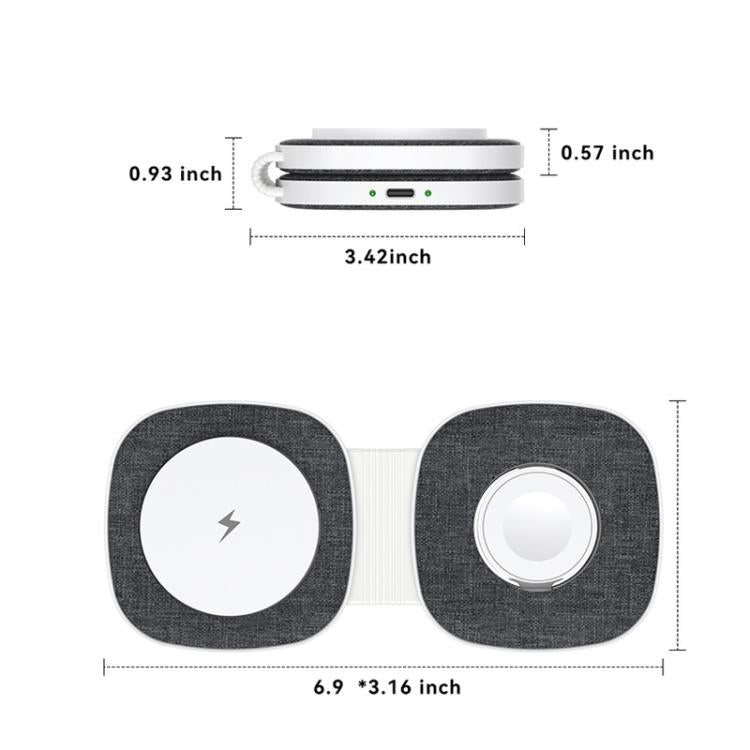 Chargeur sans fil magnétique pliable portable 3 en 1 T2 15W