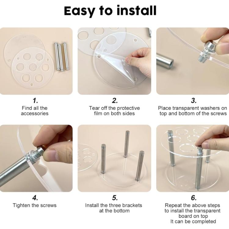 Support rond en acrylique à 7 trous pour pots à épices Cirkul, YX211