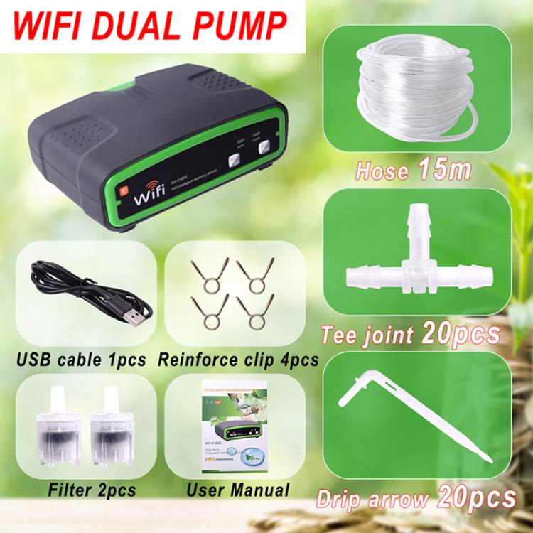 Dispositif d'arrosage automatique WiFi intelligent à double pompe WD-01BDE, contrôle à distance via application, système d'irrigation, WD-01BDE