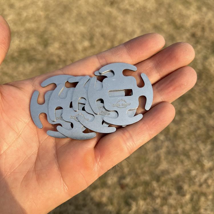 COOL CAMP Lot de 4 attaches de corde sans nœud en acier inoxydable pour cordes de camping de 2 à 4 mm