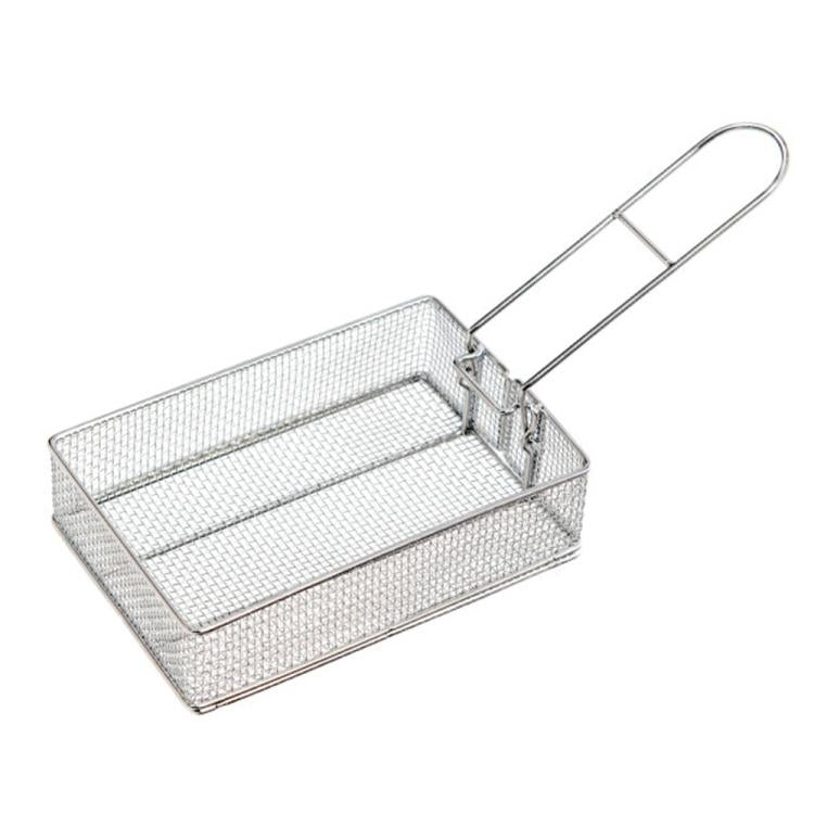 COOL CAMP Panier à frire pliable en acier inoxydable pour camping et cuisine en extérieur, 175 x 120 x 50 mm