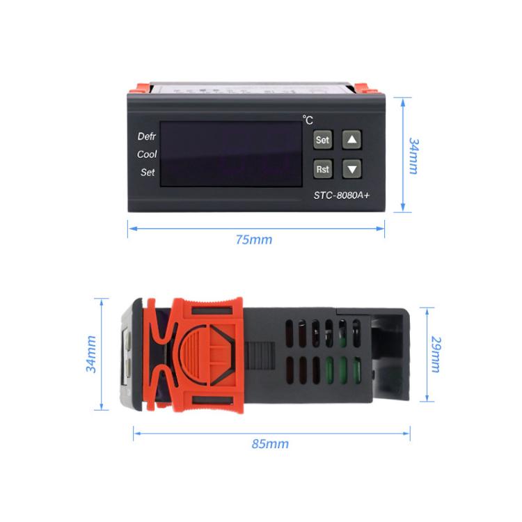 Régulateur de Température Numérique STC-8080A+ pour Réfrigération avec Fonction Dégivrage et Alarme, pour Chambre Froide, Congélateur Commercial, STC-8080A+ 220V