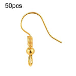 50 pièces clous d'oreille et crochets de boucles d'oreilles en acier inoxydable, accessoires de bijoux à faire soi-même, barre droite en acier, barre droite dorée, croix en acier, croix dorée