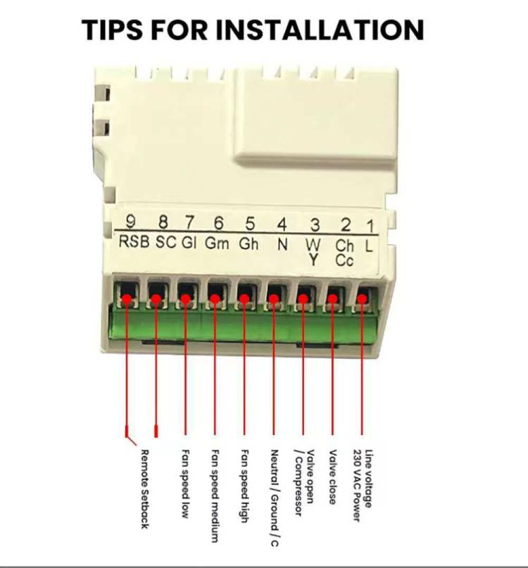 220V Digital Thermostat with Large LCD Display for FCU Air Conditioner, T6861H2WB, T6861H2WG