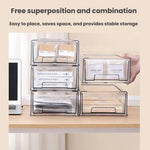 Boîte de rangement transparente épaissie, Organisateur de bureau empilable à tiroirs, Petite, Grande, Très Grande