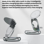 Chargeur sans fil magnétique 3 en 1 15W avec lumières LED colorées Support de charge de bureau rotatif