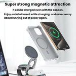 Chargeur sans fil magnétique 3 en 1 15W avec lumières LED colorées Support de charge de bureau rotatif