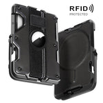 Pour AirTag 2e génération / AirTag 1re génération, porte-cartes magnétique en métal avec support de téléphone, blocage RFID, dragonne élastique