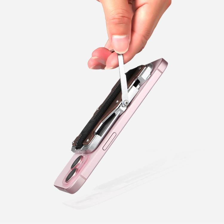 Pour AirTag 2e génération / AirTag 1re génération, porte-cartes magnétique en métal avec support de téléphone, blocage RFID, dragonne élastique