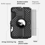 Pour AirTag 2e génération / AirTag 1re génération, porte-cartes magnétique en métal avec support de téléphone, blocage RFID, dragonne élastique