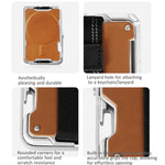 Pour AirTag 2e génération / AirTag 1re génération, porte-cartes magnétique en métal avec support de téléphone, blocage RFID, dragonne élastique