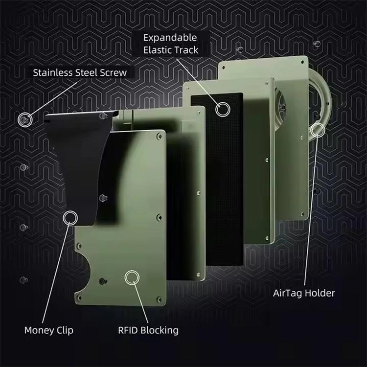 Pour AirTag 2e génération / AirTag 1re génération Porte-cartes en métal Portefeuille bloquant les RFID