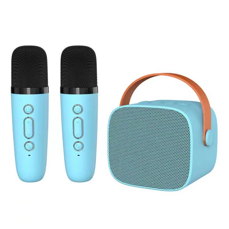 Enceinte Bluetooth portable avec microphone détachable, ensemble karaoké pour enfants et famille, deux micros bleu ciel, deux micros rose, deux micros blanc, un micro bleu ciel, un micro rose, un micro blanc