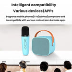 Enceinte Bluetooth portable avec microphone détachable, ensemble karaoké pour enfants et famille, deux micros bleu ciel, deux micros rose, deux micros blanc, un micro bleu ciel, un micro rose, un micro blanc