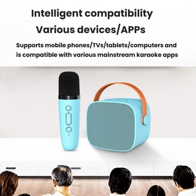 Enceinte Bluetooth portable avec microphone détachable, ensemble karaoké pour enfants et famille, deux micros bleu ciel, deux micros rose, deux micros blanc, un micro bleu ciel, un micro rose, un micro blanc