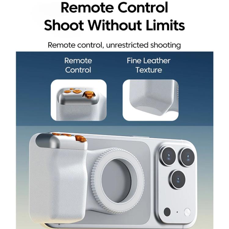 Support de caméra magnétique, Assistant sans fil Bluetooth, Télécommande zoom, Stabilisateur photo portable, Blanc sans lumière