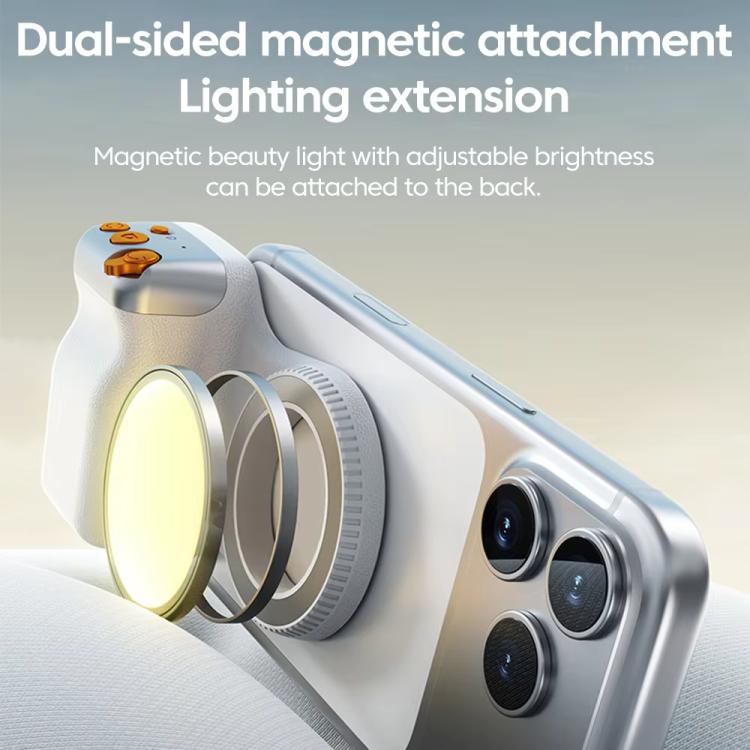 Support de caméra magnétique, Assistant sans fil Bluetooth, Télécommande zoom, Stabilisateur photo portable, Blanc sans lumière