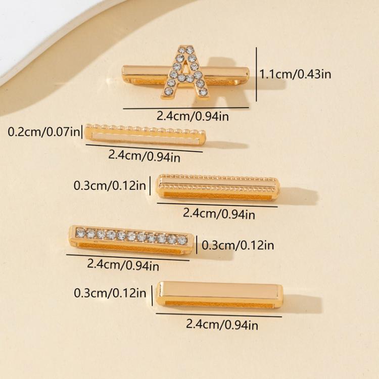 Lot de 5 anneaux décoratifs pour bracelet, breloques lettres pour bracelet, A, B, C, D, E, F, G, J, K, L, M, R, S