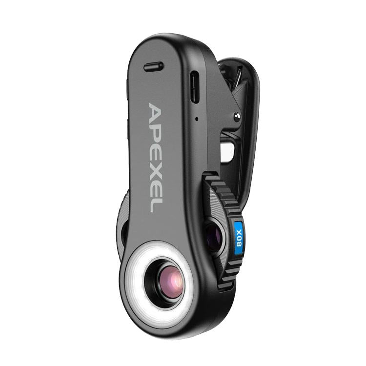 APEXEL TriScope 40X-80X-120X Microscope pour téléphone avec éclairage LED et UV à double température, APL-MS3L