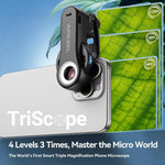 APEXEL TriScope 40X-80X-120X Microscope pour téléphone avec éclairage LED et UV à double température, APL-MS3L