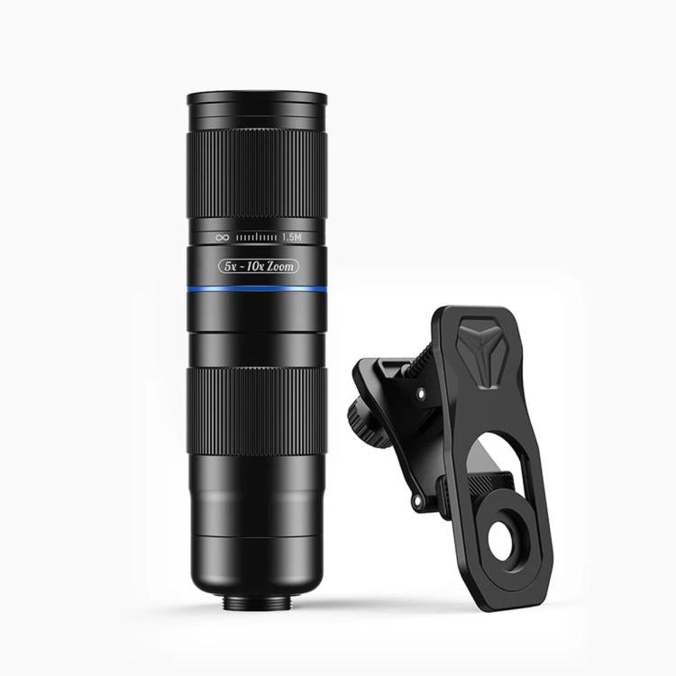 Kit de lentille téléobjectif APEXEL TeleZoom 5-10X pour smartphone avec clip universel tout-en-un, APL-T5-10X