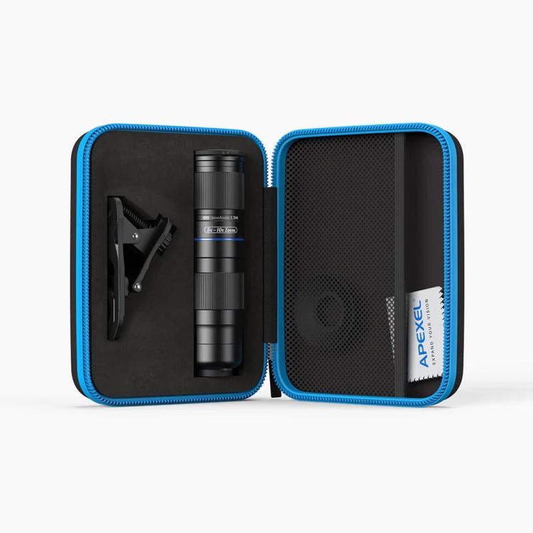 Kit de lentille téléobjectif APEXEL TeleZoom 5-10X pour smartphone avec clip universel tout-en-un, APL-T5-10X