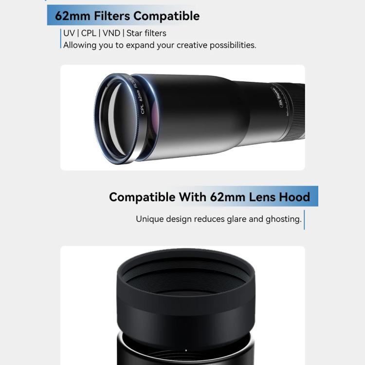 Kit d'objectif téléphoto APEXEL TeleCular 50x pour smartphone avec trépied à rotule à 360 degrés et mise au point interne, APL-T50X