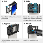 Kit d'objectif téléphoto APEXEL TeleCular 50x pour smartphone avec trépied à rotule à 360 degrés et mise au point interne, APL-T50X