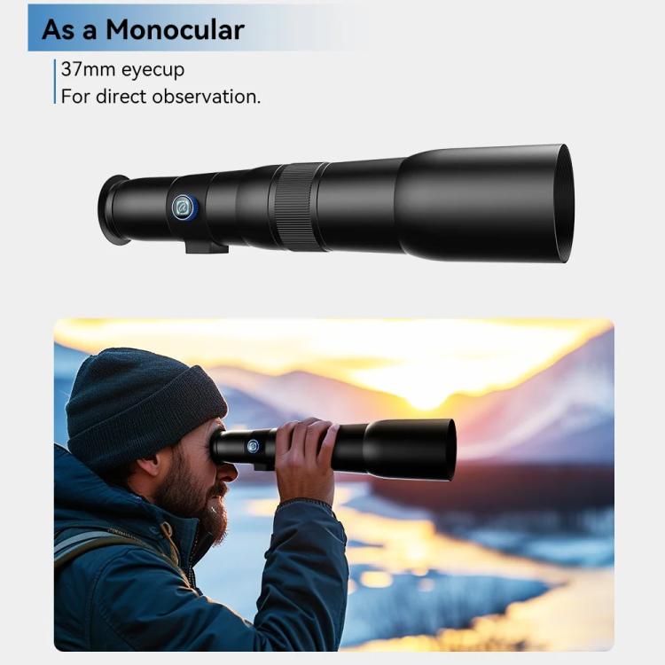 Kit d'objectif téléphoto APEXEL TeleCular 50x pour smartphone avec trépied à rotule à 360 degrés et mise au point interne, APL-T50X