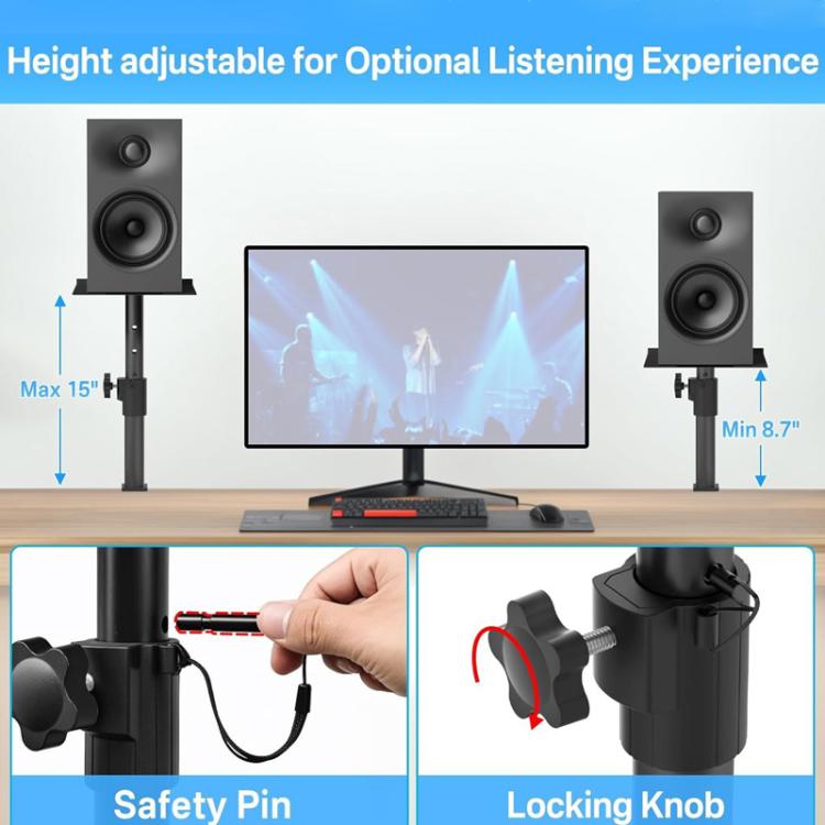 Support d'enceinte de bureau à pince Mobile Sans Perçage Réglable en Hauteur, Simple, Double
