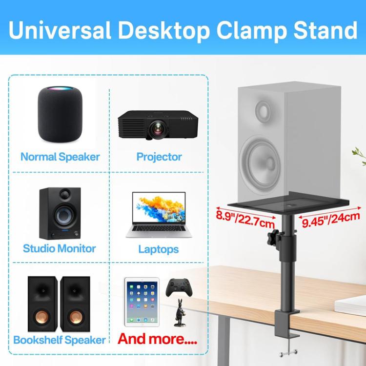 Support d'enceinte de bureau à pince Mobile Sans Perçage Réglable en Hauteur, Simple, Double