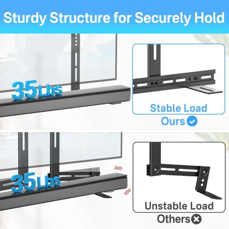 JJ-9452-B-0 Support mural TV pour barre de son longue sans perçage et support de connexion TV, JJ-9452-B-0