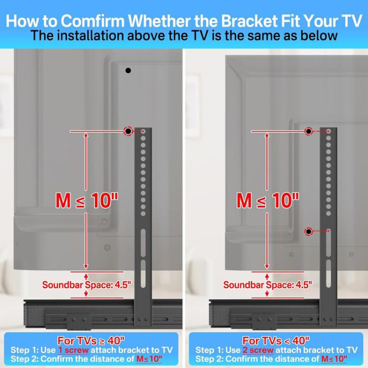 JJ-9452-B-0 Support mural TV pour barre de son longue sans perçage et support de connexion TV, JJ-9452-B-0
