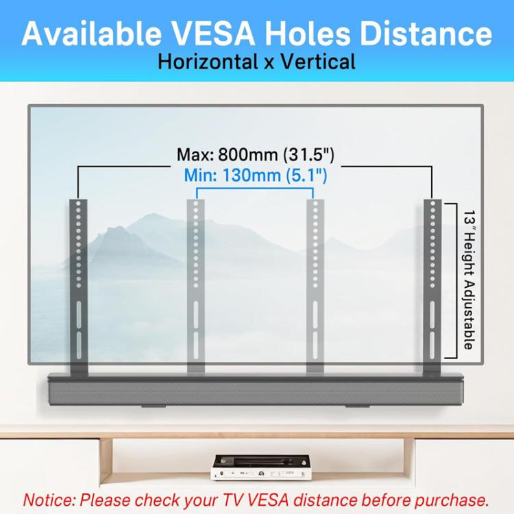 JJ-9452-B-0 Support mural TV pour barre de son longue sans perçage et support de connexion TV, JJ-9452-B-0
