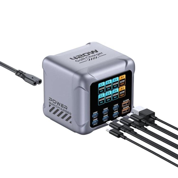 Chargeur multi-ports GaN 420 W à charge super rapide, prise UE, prise US, prise UK, prise AU, prise KR