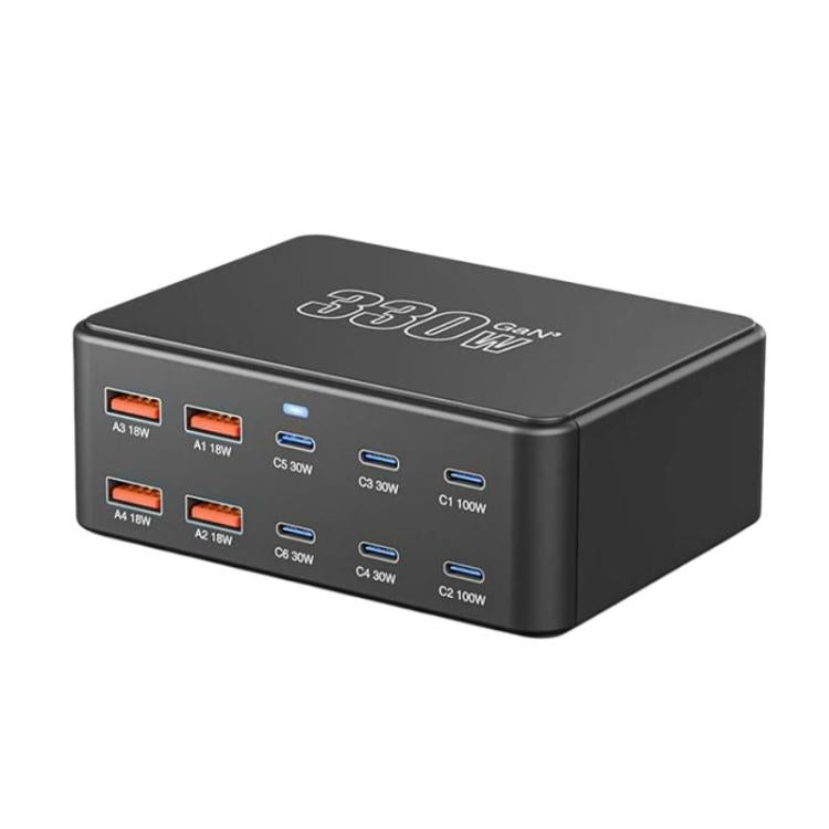 Chargeur multiport à super charge rapide GaN 330W, prise EU, prise US, prise UK, prise AU, prise KR