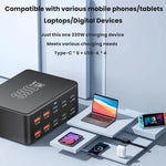 Chargeur multiport à super charge rapide GaN 330W, prise EU, prise US, prise UK, prise AU, prise KR