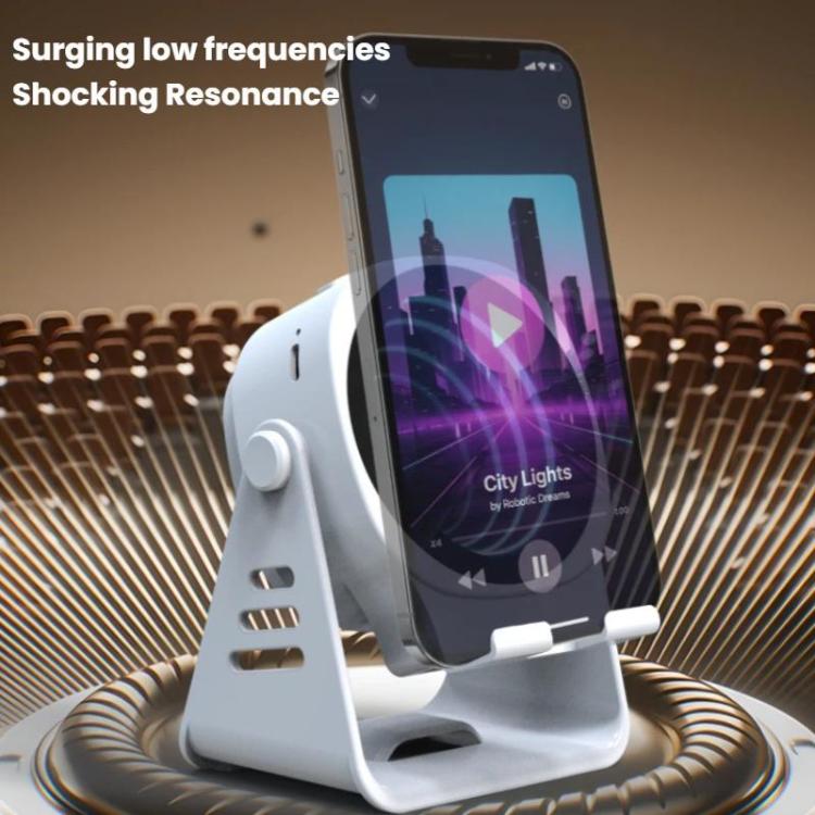 Haut-parleur à induction sans fil avec support de téléphone Haut-parleur Bluetooth de bureau multifonction Veilleuse